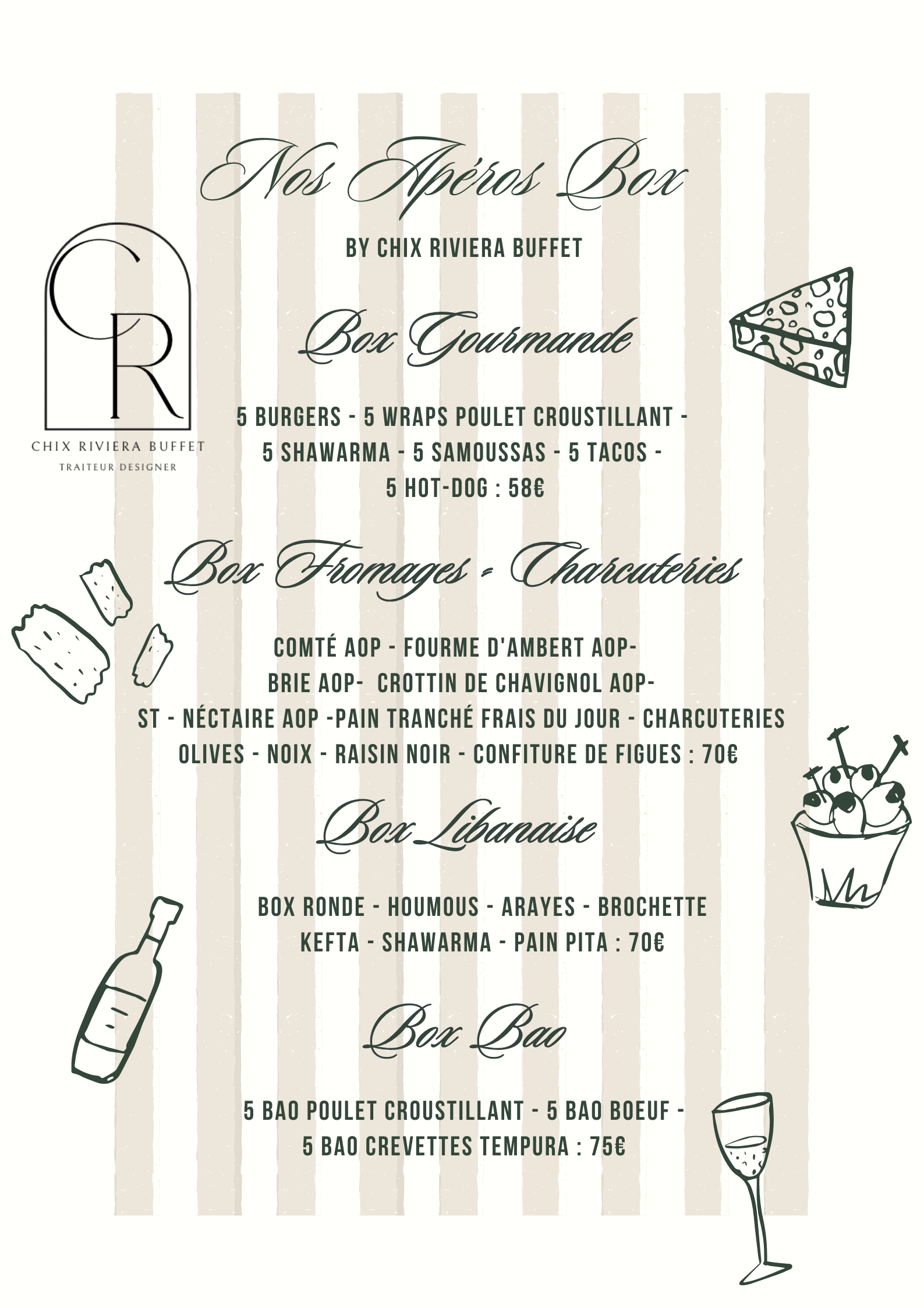 Beige Blanc Minimaliste Menu Apéro Affiche